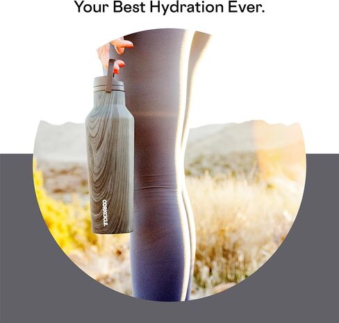 Corkcicle Sport Canteen - تبقي المشروبات الباردة 25 ساعة - زجاجة ماء من الفولاذ المقاوم للصدأ - ثلاثية المعزول - مقاومة للانسكاب - هدية شرب الصيف - تبقي مشروبات الجليد الباردة - 20 أوقية - رأس المطرقة in Kuwait