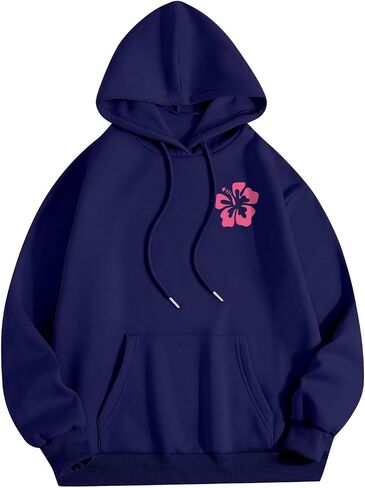 Hoodies for Women Long Sleeve Hoodies Cute Graphic Loose Womens Sweatshirts Casual Y2K Tops with Pockets in Saudi Arabia