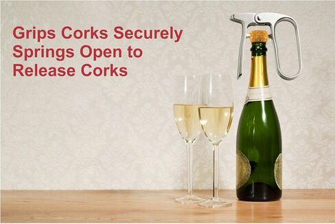HIC Kitchen Bar Champagne Opener, Spring-Action Design, For Natural and Synthetic Champagne Corks in Kuwait