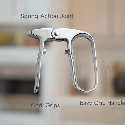 HIC Kitchen Bar Champagne Opener, Spring-Action Design, For Natural and Synthetic Champagne Corks in Kuwait