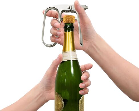 HIC Kitchen Bar Champagne Opener, Spring-Action Design, For Natural and Synthetic Champagne Corks in Kuwait