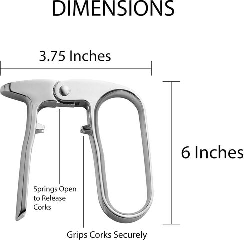 HIC Kitchen Bar Champagne Opener, Spring-Action Design, For Natural and Synthetic Champagne Corks in Kuwait