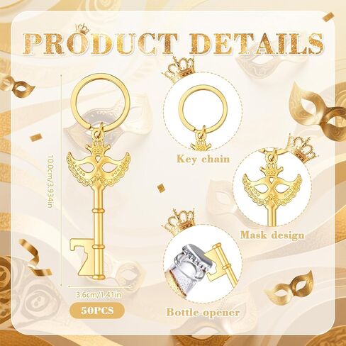 50Pcs Masquerade Party Favors Mask Design Bottle Openers for Masquerade Mask Party Wedding Favors Bridal Shower Party Masquerade Ball Decor for Girls Quinceanera Birthday in Kuwait