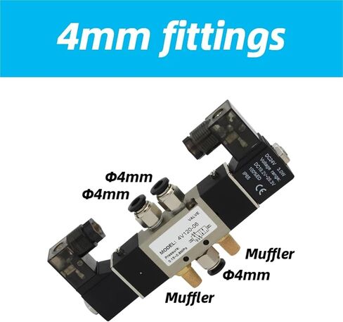 4V120-06 5 way 2 Postion Solenoid Valves DC12V DC24V AC110V AC220V Pneumatic Air Solenoid Valve(PSL 4mm fittings,4V120-06 AC110V) in Saudi Arabia
