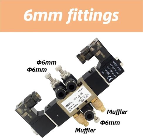 4V120-06 5 way 2 Postion Solenoid Valves DC12V DC24V AC110V AC220V Pneumatic Air Solenoid Valve(PSL 4mm fittings,4V120-06 AC110V) in Saudi Arabia
