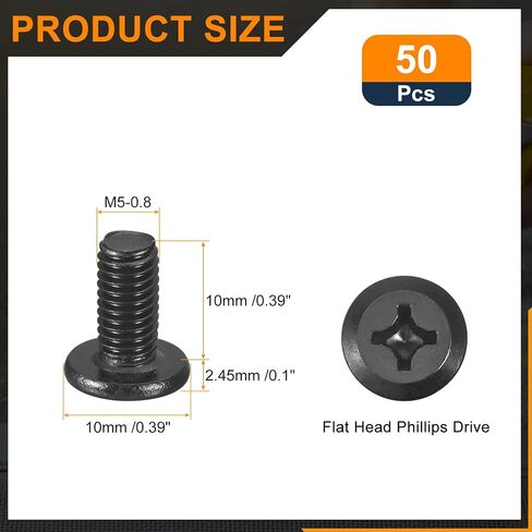 uxcell 25Pcs M4-0.7 x 8mm Flat Round Head Machine Screws, 304 Stainless Steel Phillips Drive Machine Screw, Full Thread, Black Oxide, Furniture Screw Connection Bolt Screw in Saudi Arabia