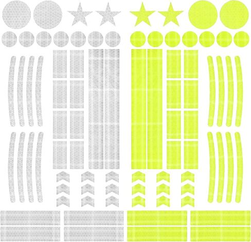 84 PCS متعددة الأشكال عاكسات الدراجات الحافة ، شارات عاكسة متعددة الأشكال ، ملصقات دراجات خوذة عاكسة ، ملصقات أمان ليلية ، ملصقات تحذير في الهواء الطلق مقاوم للماء. in Kuwait
