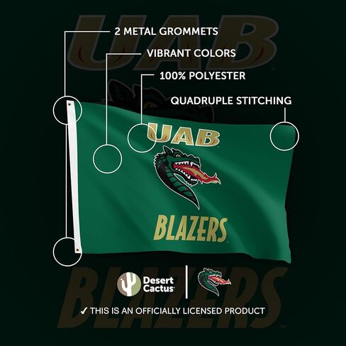 Desert Cactus University of Alabama Birmingham UAB Flag - 3 × 5 أقدام بانر ، النسيج المتين الداخلي/الخارجي ، تصميم البوليستر بنسبة 100 ٪ (النمط 1) in Kuwait