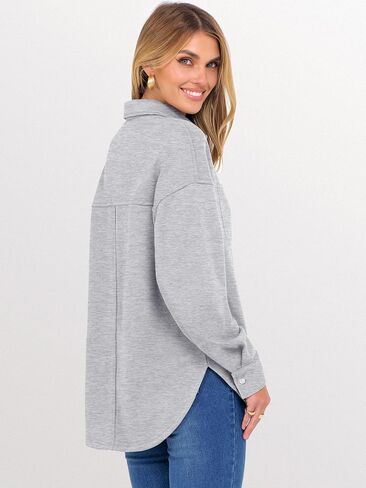 ANRABESS Sweatshirt for Women Oversized Casual Long Sleeve Side Slit Button Lapel Polo Pullover Tunic Tops 2025 Fall Outfits in Saudi Arabia