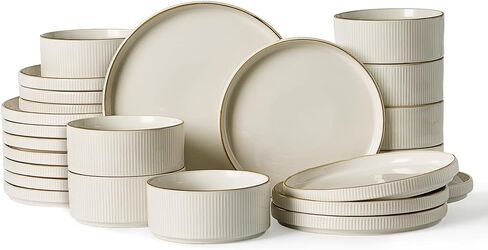 Famiware Star Stoneware Dinnerware Set, Reactive Glaze Plates & Bowls for 4 in Saudi Arabia