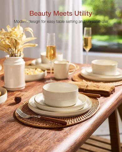 Famiware Star Stoneware Dinnerware Set, Reactive Glaze Plates & Bowls for 4 in Saudi Arabia