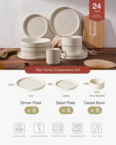 Famiware Star Stoneware Dinnerware Set, Reactive Glaze Plates & Bowls for 4 in Saudi Arabia
