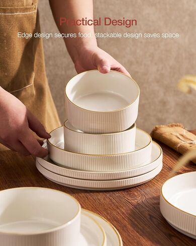 Famiware Star Stoneware Dinnerware Set, Reactive Glaze Plates & Bowls for 4 in Saudi Arabia