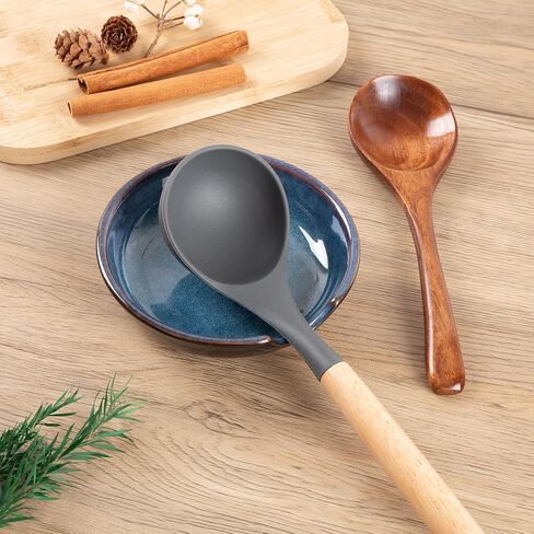 Ceramic Spoon Rest for Stove Top, Spoon Holder for Kitchen Counter, Coffee Spoon Holder, Heat-Resistant Cooking Utensil Rest for Spoons Ladles Spatula (Blue) in Saudi Arabia