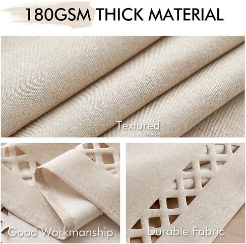 MIULEE Natural Thick Polyester Rectangle Tablecloth with Decorative Cutouts Waterproof Stain Resistant Table Cloth Farmhouse Table Cover for Thanksgiving Dining Party Camping, 52 x 70 inch in Saudi Arabia
