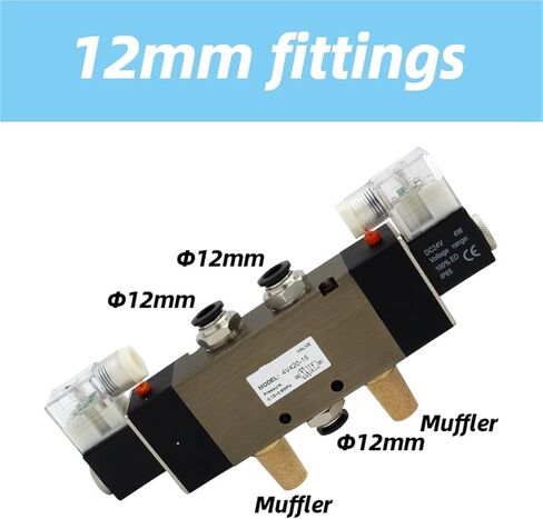 4V420-15 5 Way 2 Position Pneumatic Flow Adjust Solenoid Valve Electric Magnetic Valve DC24V DC12V AC110 AC220V with fittings(4V420-15 AC110V) in Saudi Arabia