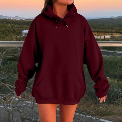 Hoodies for Women Long Sleeve Oversized Hoodies Basic Loose Womens Sweatshirts Casual Fall Winter Tops with Pockets in Saudi Arabia