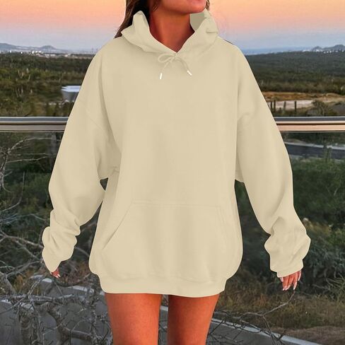Hoodies for Women Long Sleeve Oversized Hoodies Basic Loose Womens Sweatshirts Casual Fall Winter Tops with Pockets in Saudi Arabia