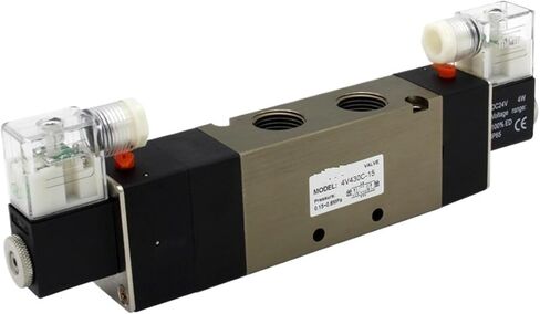 4V430C-15 4V430E-15 4V430P-15 AC220V 5 Ports 3 Position Dual Solenoid Pneumatic Air Valve 1/2" BSPT DC12V 24V 220V with fittings(4V430E-15 AC220V) in Saudi Arabia