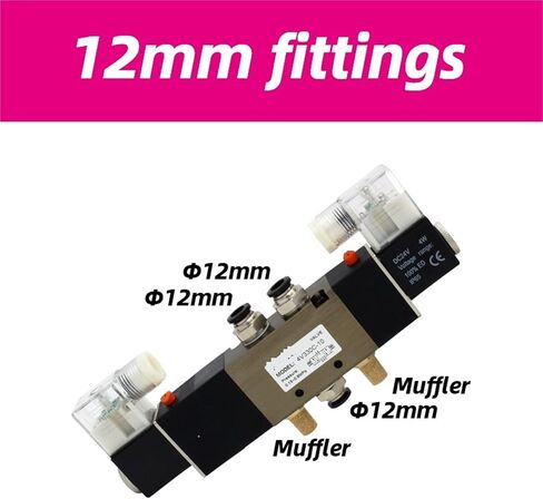 4V430C-15 4V430E-15 4V430P-15 AC220V 5 Ports 3 Position Dual Solenoid Pneumatic Air Valve 1/2" BSPT DC12V 24V 220V with fittings(4V430E-15 AC220V) in Saudi Arabia
