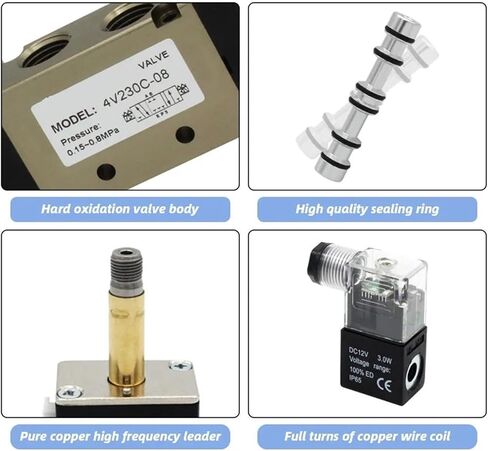 4V230C-08 4V230E-08 4V230P-08 5 WAY 3 الموضع 1/4 "صمام الملف اللولبي الهوائي Double Coil DC12V DC24V AC220V (4V230C-08 AC220V) in Saudi Arabia