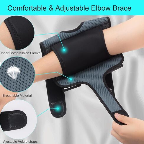 دعامة الكوع للنفق المكعب مع حزمة ثلج 4pcs للنساء والرجال ، دعامة القضاء العصب الزندي ، جبيرة قابلة للتعديل الكوع الليلي للنوم دعم تثبيت المريح لالتهاب الأوتار ، العصب الزندي ، التهاب الجراب ، الالتواء ، الإجهاد ، التهاب المفاصل (التهاب) in Saudi Arabia