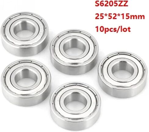 10pcs/Lot S6205zz S6205 ZZ 25x52x15mm ABEC-5 محامل الفولاذ المقاوم للصدأ محامل أخدود عميق 25 * 52 * 15mm 6205zz in Saudi Arabia
