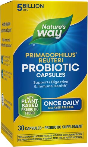 Nature's Way Primadophilus Reuteri Probiotic, Supports Digestive & Immune Health*, 5 Billion Live Cultures, 30 Capsules (Packaging May Vary) in Saudi Arabia