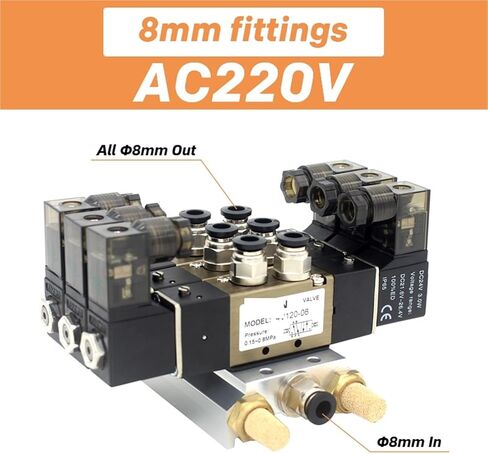 4V120-06 DC24V 12V AC220V AC110V 2 المواضع 5 طريق رباعي الملف اللولبي صمام الألومنيوم الأساسيات المحاكاة 3 4 5 6 محطات (4 محطات) in Kuwait
