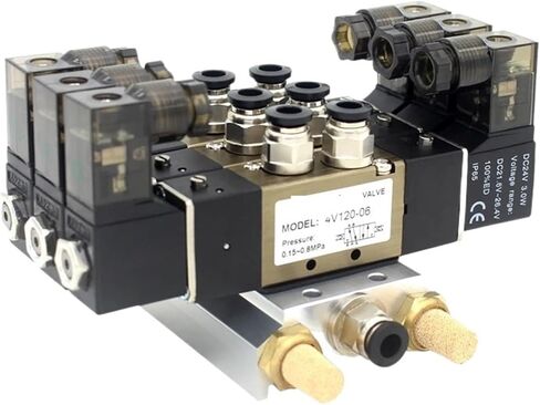 4V120-06 DC24V 12V AC220V AC110V 2 المواضع 5 طريق رباعي الملف اللولبي صمام الألومنيوم الأساسيات المحاكاة 3 4 5 6 محطات (4 محطات) in Kuwait