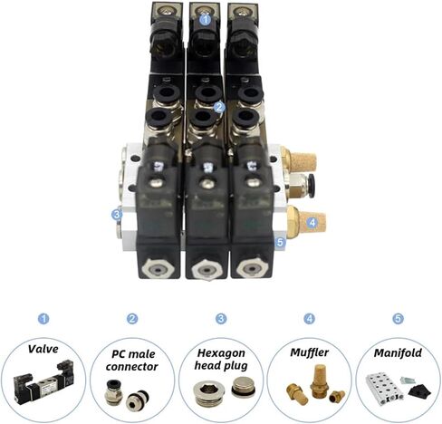 4V120-06 DC24V 12V AC220V AC110V 2 المواضع 5 طريق رباعي الملف اللولبي صمام الألومنيوم الأساسيات المحاكاة 3 4 5 6 محطات (4 محطات) in Kuwait