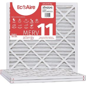 Eco-Aire 16x20x1 Merv 11-3 Count-مرشحات فرن ومكيف الهواء المطوي-يزيل الغبار ، الجراثيم الباردة والإنفلونزا ، الوبر ، العفن ، Dander Pet ، حبوب اللقاح المسببة للحساسية ، الضباب الدخاني والدخان in Saudi Arabia