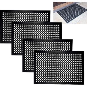 حصيرة أرضية مطاطية تجارية 36 "× 24" ، 4 عبوات-مضادة للهواتف ، غير قابلة للانزلاق ، حصيرة الصرف الصحي المقاومة للشفات للمطبخ ، المطعم ، البار ، المدخل ، المرآب-الأسود (36 "× 24"-4 حزمة) in Kuwait