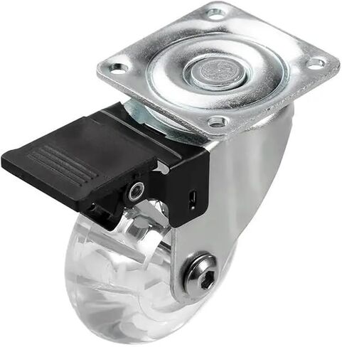 4 Pieces/lot 2 inch casters PU Transparent Crystal Wheel with Brake Furniture Universal Multi-Specification Cabinet Pull(2 Inch-Flat-Brake) in Saudi Arabia