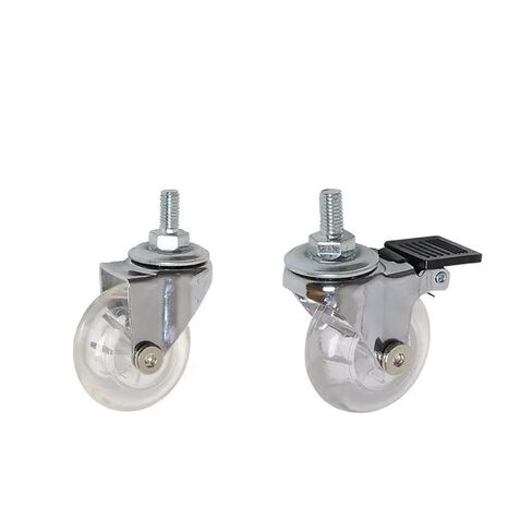 4 Pieces/lot 2 inch casters PU Transparent Crystal Wheel with Brake Furniture Universal Multi-Specification Cabinet Pull(2 Inch-Flat-Brake) in Saudi Arabia