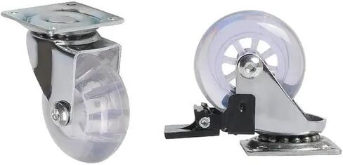 4 Pieces/lot 2 inch casters PU Transparent Crystal Wheel with Brake Furniture Universal Multi-Specification Cabinet Pull(2 Inch-Flat-Brake) in Saudi Arabia