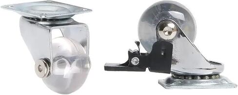 4 Pieces/lot 2 inch casters PU Transparent Crystal Wheel with Brake Furniture Universal Multi-Specification Cabinet Pull(2 Inch-Flat-Brake) in Saudi Arabia
