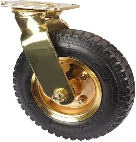 1 Piece Caster 8 inches Gold-Plated Pneumatic Wheel Rubber Hotel Luggage Trolley Aviation Universal(8-inch-A-braked) in Saudi Arabia
