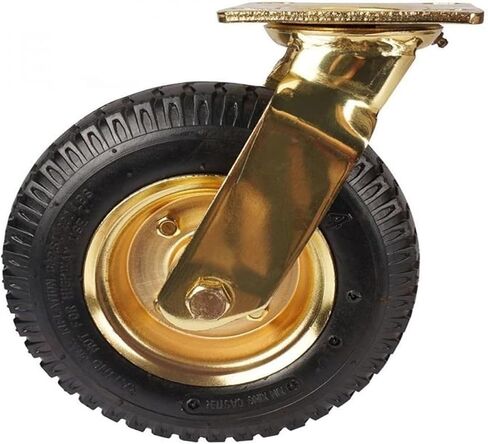 1 Piece Caster 8 inches Gold-Plated Pneumatic Wheel Rubber Hotel Luggage Trolley Aviation Universal(8-inch-A-braked) in Saudi Arabia
