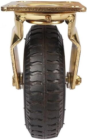 1 Piece Caster 8 inches Gold-Plated Pneumatic Wheel Rubber Hotel Luggage Trolley Aviation Universal(8-inch-A-braked) in Saudi Arabia