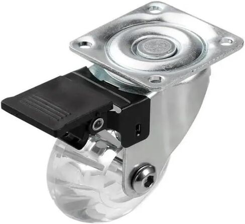 (Pack of 4) 3-inch casters PU Transparent Crystal Wheel with Brake Furniture Universal Multi-Specification Cabinet Pull(3 Inch-Flat) in Saudi Arabia