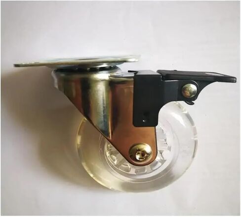 (Pack of 4) 3-inch casters PU Transparent Crystal Wheel with Brake Furniture Universal Multi-Specification Cabinet Pull(3 Inch-Flat) in Saudi Arabia