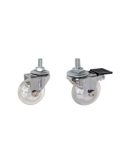 (Pack of 4) 3-inch casters PU Transparent Crystal Wheel with Brake Furniture Universal Multi-Specification Cabinet Pull(3 Inch-Flat) in Saudi Arabia