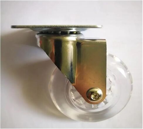 (Pack of 4) 3-inch casters PU Transparent Crystal Wheel with Brake Furniture Universal Multi-Specification Cabinet Pull(3 Inch-Flat) in Saudi Arabia