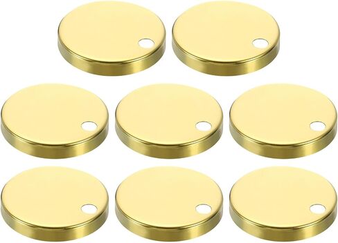 غطاء مفصلي Uxcell 4pcs مقعد المقعد ، 60 مم من الفولاذ المقاوم للصدأ مقلاة أعلى أغطية زخرفية ، وتثبيتات مفصلات مقعد المرحاض تغطي أجهزة المرحاض ، والذهب in Kuwait