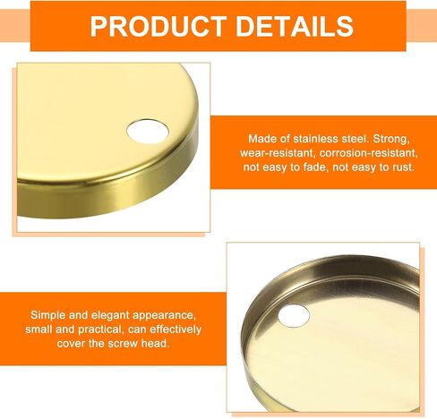 غطاء مفصلي Uxcell 4pcs مقعد المقعد ، 60 مم من الفولاذ المقاوم للصدأ مقلاة أعلى أغطية زخرفية ، وتثبيتات مفصلات مقعد المرحاض تغطي أجهزة المرحاض ، والذهب in Kuwait
