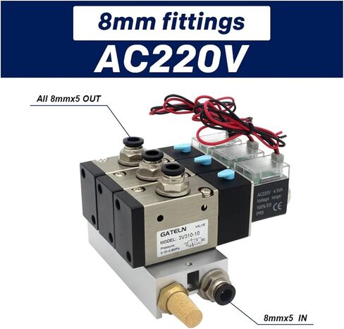 3V310-10-NC عادةً كتلة محطة لملف الملف اللولبي المغلقة مع ملحقات كاتم الصوت قاعدة DC12V DC24V AC110V AC220V 3 المنافذ (تركيبات 12 ملم AC220V) in Kuwait