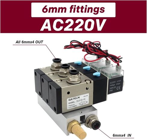 3V310-10-NC عادةً كتلة محطة لملف الملف اللولبي المغلقة مع ملحقات كاتم الصوت قاعدة DC12V DC24V AC110V AC220V 3 المنافذ (تركيبات 12 ملم AC220V) in Kuwait