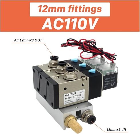 3V310-10-NC عادةً كتلة محطة لملف الملف اللولبي المغلقة مع ملحقات كاتم الصوت قاعدة DC12V DC24V AC110V AC220V 3 المنافذ (تركيبات 12 ملم AC220V) in Kuwait