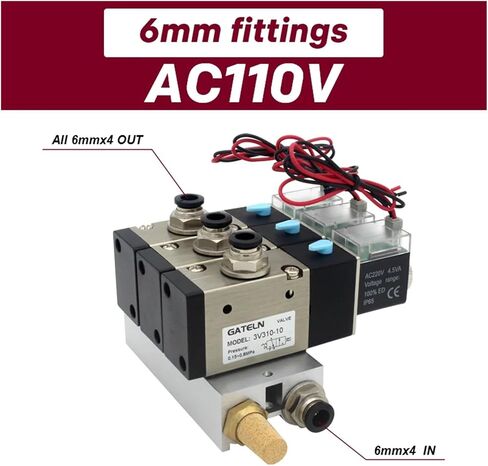 3V310-10-NC عادةً كتلة محطة لملف الملف اللولبي المغلقة مع ملحقات كاتم الصوت قاعدة DC12V DC24V AC110V AC220V 3 المنافذ (تركيبات 12 ملم AC220V) in Kuwait